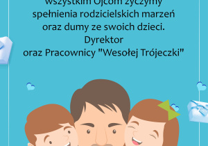 Życzenia na Dzień Ojca w ilustrowanej ramce z mężczyzną i dziećmi