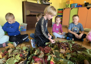 Dzieci poznają dary jesieni za pomocą wzroku i dotyku